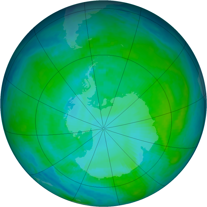 Antarctic ozone map for 09 January 1986